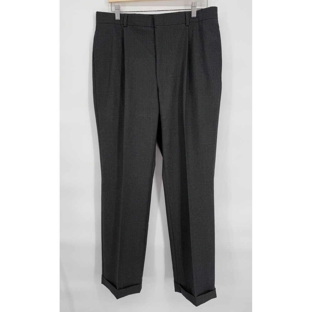 Merona Men's Sz 34x32 Gray Dress Pants, Flat Front Formal Wool Blend